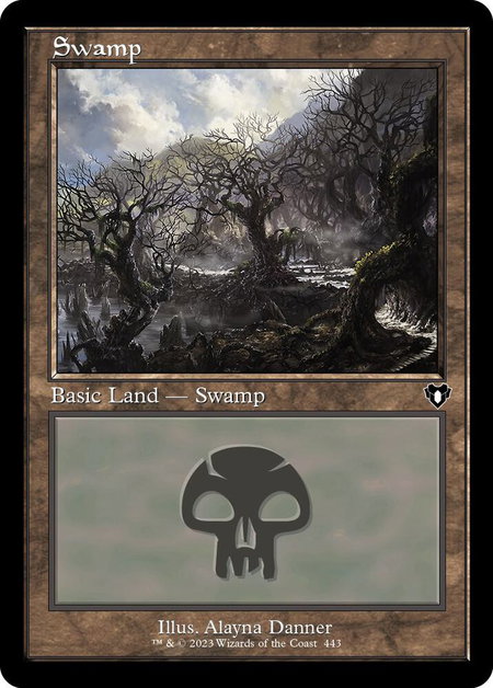 Swamp (443) (Retro Frame) - Commander Masters Magic: The Gathering trading card