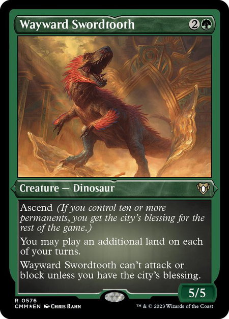 Wayward Swordtooth (Foil Etched) - Commander Masters Magic: The Gathering trading card