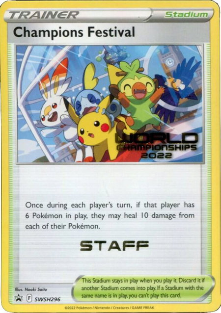 Champions Festival - SWSH296 (World Championships 2022) [Staff] - SWSH: Sword & Shield Promo Cards Pokémon trading card