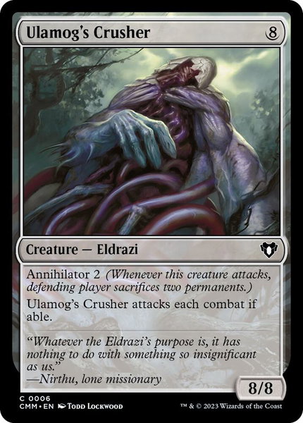 Ulamog's Crusher trading card from Commander Masters Ulamog's Crusher - Commander Masters Magic: The Gathering trading card