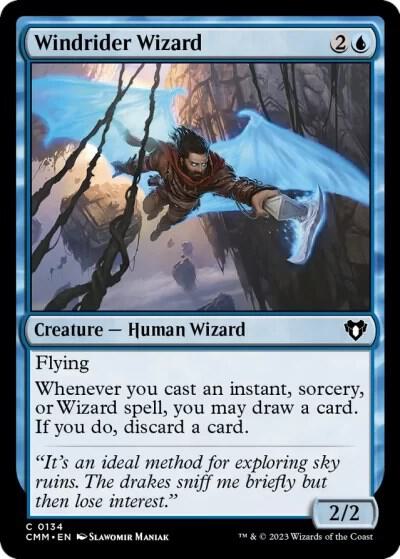 Windrider Wizard - Commander Masters Magic: The Gathering trading card