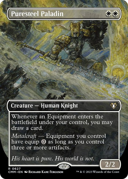 Puresteel Paladin (Borderless) - Commander Masters Magic: The Gathering trading card