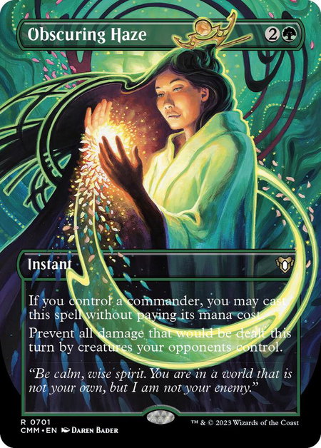 Obscuring Haze (Borderless) - Commander Masters Magic: The Gathering trading card
