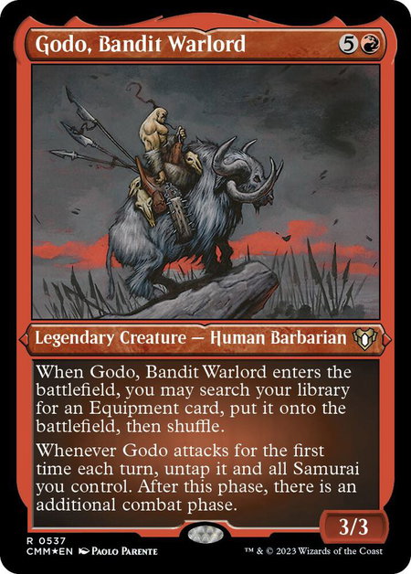 Godo, Bandit Warlord (Foil Etched) - Commander Masters Magic: The Gathering trading card