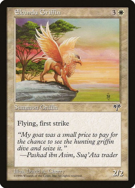 Ekundu Griffin - Mirage Magic: The Gathering trading card