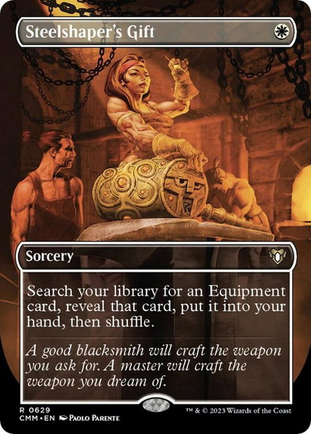 Steelshaper's Gift (Borderless) - Commander Masters Magic: The Gathering trading card
