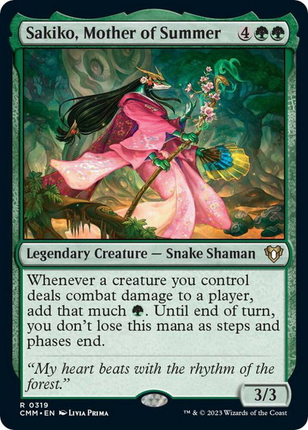 Sakiko, Mother of Summer - Commander Masters Magic: The Gathering trading card