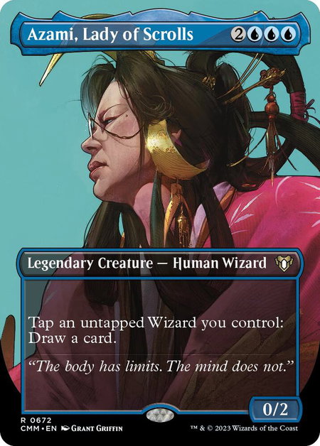 Azami, Lady of Scrolls (Borderless) - Commander Masters Magic: The Gathering trading card