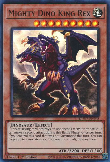 Mighty Dino King Rex - Duelist Nexus YuGiOh trading card