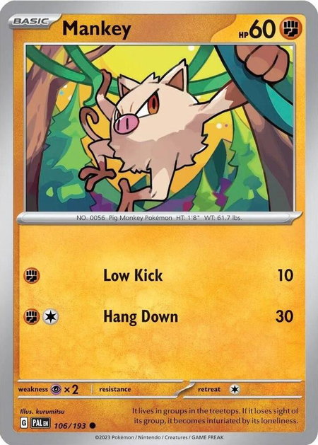 Mankey - 106/193 (Cosmos Holo) - Miscellaneous Cards & Products Pokémon trading card