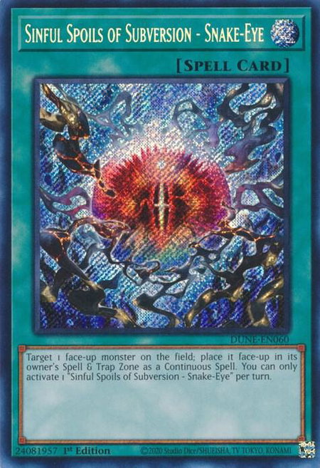 Sinful Spoils of Subversion - Snake-Eye - Duelist Nexus YuGiOh trading card