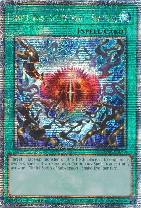 Sinful Spoils of Subversion - Snake-Eye (Quarter Century Secret Rare) - Duelist Nexus YuGiOh trading card