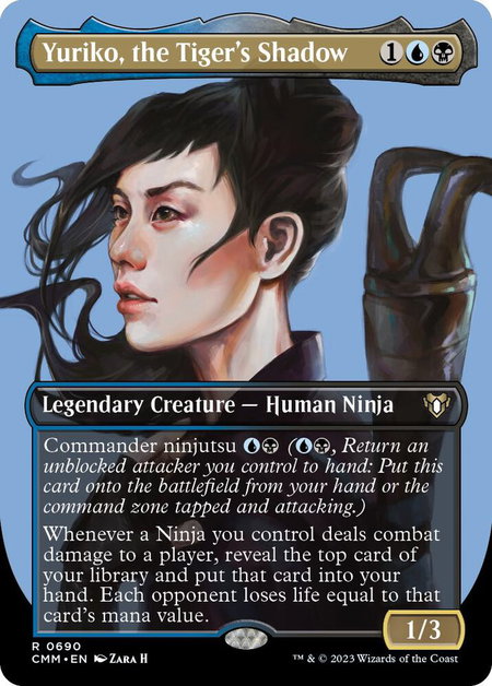 Yuriko, the Tiger's Shadow (Borderless) - Commander Masters Magic: The Gathering trading card