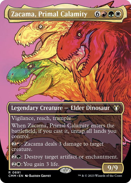 Zacama, Primal Calamity (Borderless) - Commander Masters Magic: The Gathering trading card