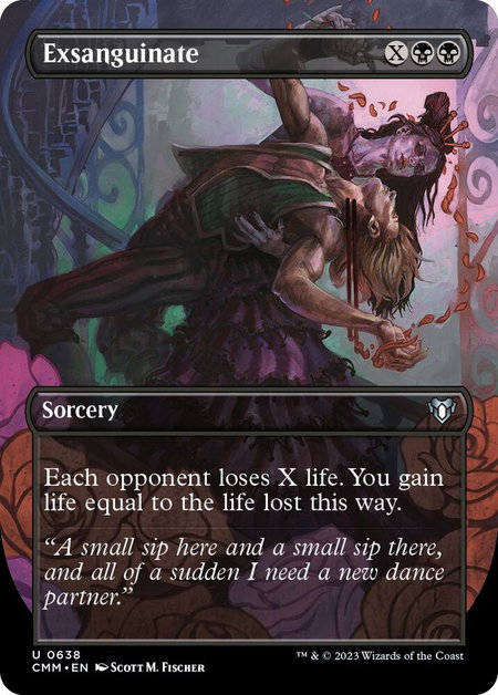 Exsanguinate (Borderless) - Commander Masters Magic: The Gathering trading card