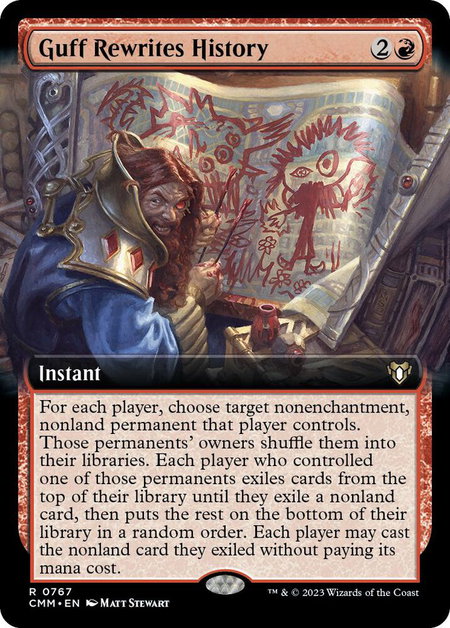 Guff Rewrites History (Extended Art) - Commander Masters Magic: The Gathering trading card