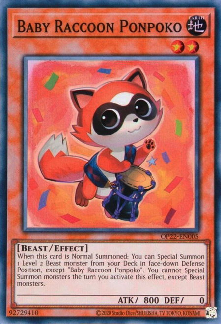 Baby Raccoon Ponpoko - OTS Tournament Pack 22 YuGiOh trading card