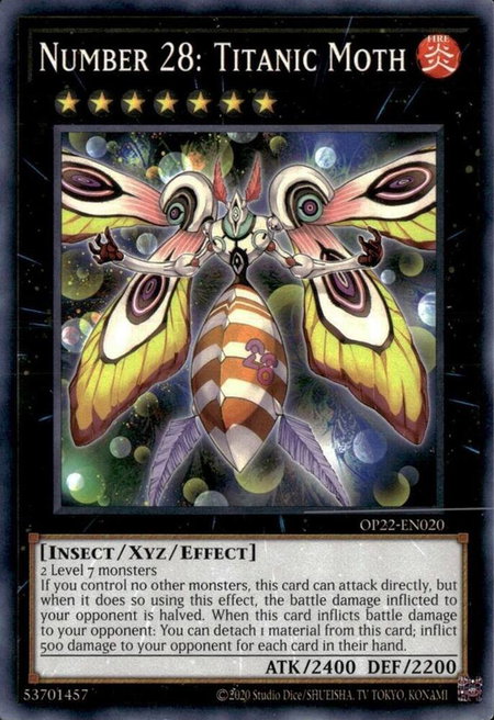 Number 28: Titanic Moth - OTS Tournament Pack 22 YuGiOh trading card