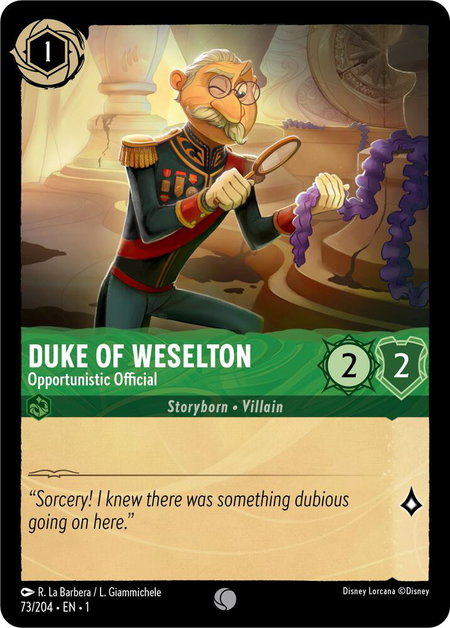 Duke of Weselton - Opportunistic Official - The First Chapter Disney Lorcana trading card