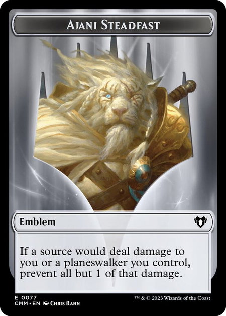 Emblem - Ajani Steadfast // Wizard Double-Sided Token - Commander Masters Magic: The Gathering trading card
