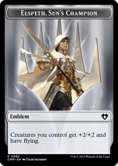 Emblem - Elspeth, Sun's Champion // Copy (0055) Double-Sided Token - Commander Masters Magic: The Gathering trading card