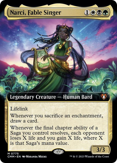 Narci, Fable Singer (Extended Art) - Commander Masters Magic: The Gathering trading card