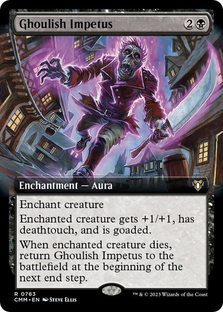 Ghoulish Impetus (Extended Art) - Commander Masters Magic: The Gathering trading card