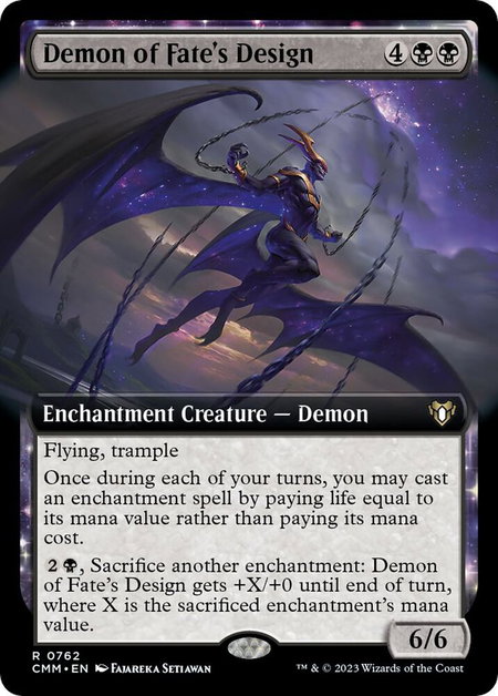 Demon of Fate's Design (Extended Art) - Commander Masters Magic: The Gathering trading card