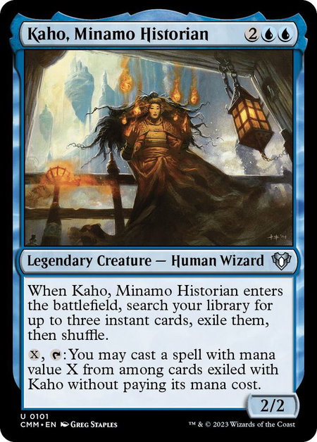 Kaho, Minamo Historian - Commander Masters Magic: The Gathering trading card