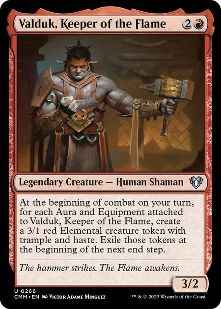 Valduk, Keeper of the Flame - Commander Masters Magic: The Gathering trading card