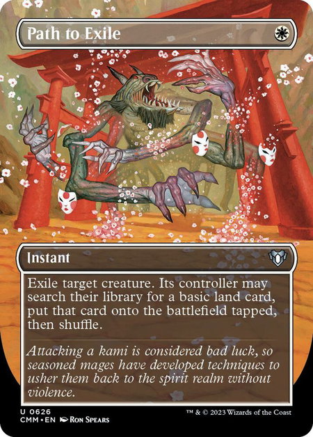 Path to Exile (Borderless) - Commander Masters Magic: The Gathering trading card