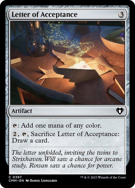 Letter of Acceptance - Commander Masters Magic: The Gathering trading card