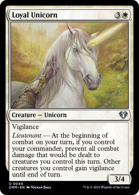 Loyal Unicorn - Commander Masters Magic: The Gathering trading card