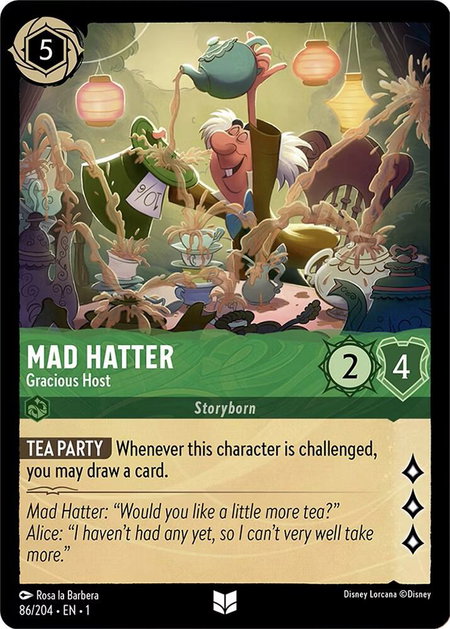 Mad Hatter - Gracious Host - The First Chapter Disney Lorcana trading card