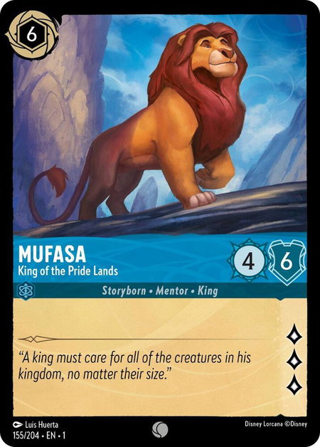 Mufasa - King of the Pride Lands - The First Chapter Disney Lorcana trading card