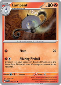 Lampent - SV03: Obsidian Flames (OBF) #037/197 - Common Pokémon Trading Card