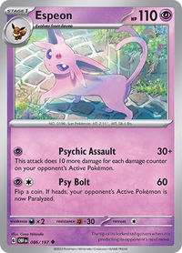 Espeon - SV03: Obsidian Flames (OBF) #086/197 - Uncommon Pokémon Trading Card