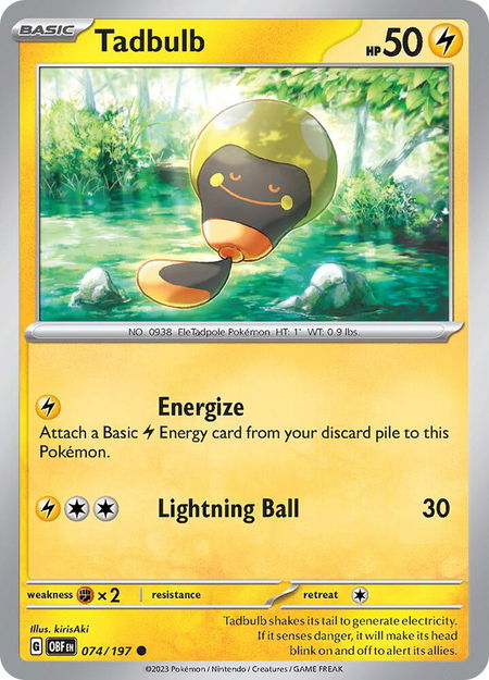 Tadbulb 074/197 - SV03: Obsidian Flames Pokémon trading card