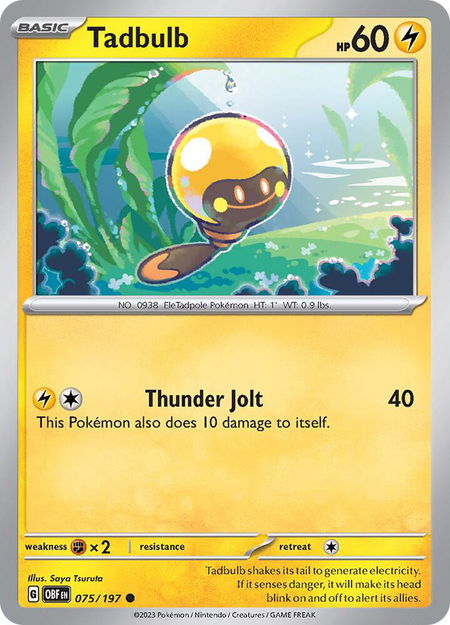 Tadbulb 075/197 - SV03: Obsidian Flames Pokémon trading card