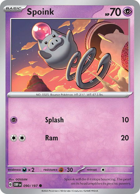Spoink - SV03: Obsidian Flames Pokémon trading card
