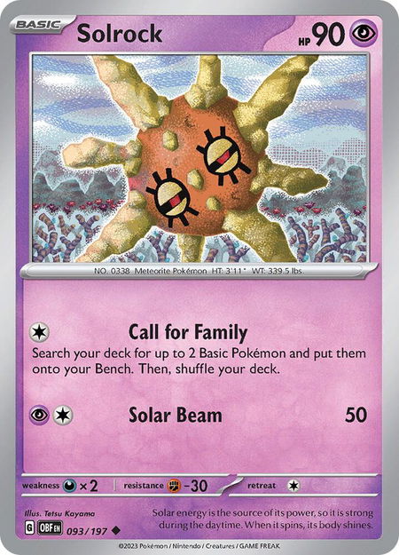Solrock - SV03: Obsidian Flames Pokémon trading card