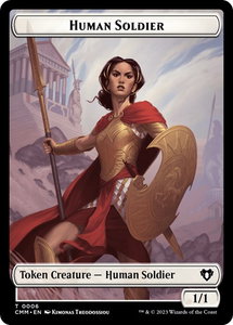 Human Soldier // Dwarf Berserker Double-Sided Token - Commander Masters (CMM) #6 // 23 - Token Magic: The Gathering Trading Card