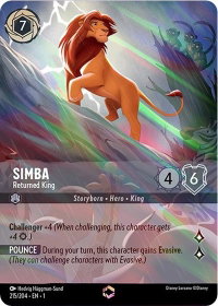 Simba - Returned King (Enchanted) - The First Chapter (1) #215/204 - Enchanted Disney Lorcana Trading Card
