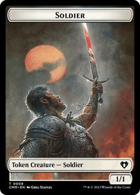 Soldier // Emblem - Ob Nixilis of the Black Oath Double-Sided Token - Commander Masters (CMM) #9 // 52 - Token Magic: The Gathering Trading Card