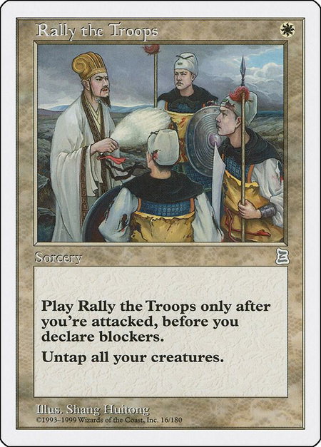 Rally the Troops - Portal Three Kingdoms Magic: The Gathering trading card