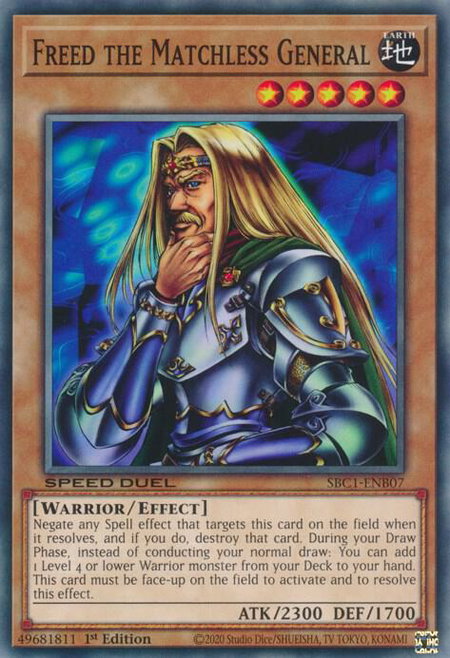 Freed the Matchless General - Speed Duel: Streets of Battle City YuGiOh trading card