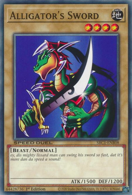Alligator's Sword - Speed Duel: Streets of Battle City YuGiOh trading card