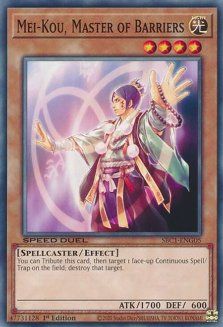 Mei-Kou, Master of Barriers - Speed Duel: Streets of Battle City YuGiOh trading card