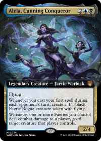 Alela, Cunning Conqueror (Extended Art) - Commander: Wilds of Eldraine (WOC) #34 - Mythic Rare Magic: The Gathering Trading Card