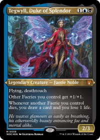 Tegwyll, Duke of Splendor (Display Commander) - Thick Stock - Commander: Wilds of Eldraine (WOC) #58 - Mythic Rare Magic: The Gathering Trading Card